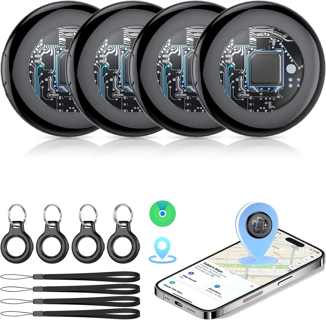 3 x 2026 New [Apple MFi Certified] Air Tracker Tags-4 Pack (iOS Only), Tukio Bluetooth Tracker for Apple Find My, Replaceable Battery, Key Finder and Item Locator Smart Tag for Keys, Bag, Luggage and More