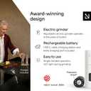 LARS NYSM Electric Salt and Pepper Grinder Set, USB Rechargeable, Automatic Salt and Pepper Mills, Spice Shakers Refillable with LED Light, Adjustable Coarseness, Ceramic Grinder (Black/White)