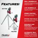 Heater Sports Junior Baseball Pitching Machine, Portable, and Adjustable with Variable Speed and Angle, Perfect for Kids' Batting Practice, Skill Development, and Backyard Training