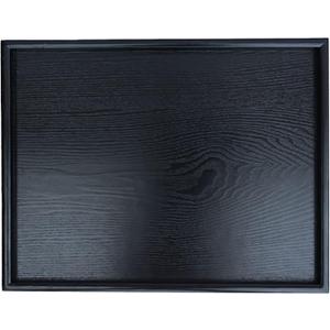 16 x 11 Inches Extra Large Solid Wood Serving Tray for Tea Coffee Table Snack Food Meals Serving Plate Kitchen Party Bar Breakfast Server with Raised Edges Black Wooden Decorative Ottoman Tray