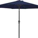 MEWAY 9ft Patio Umbrella Outdoor Table Umbrellas with Push Button Tilt and Crank, Market Umbrella 8 Sturdy Ribs for Deck, Garden, Pool and Backyard, Navy