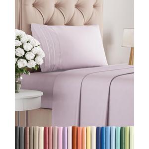 Twin Size 3 Piece Sheet Set - Comfy Breathable & Cooling Bed Sheets Set - Hotel Luxury Bedding for Women, Men, Kids, Teens, Boys & Girls - Deep Pockets, Soft, Wrinkle Free - Oeko-Tex - Light Lavender