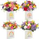 LemonRoad 4 Pcs Teacher Appreciation Gifts Bulk 7.7inch Ceramic Book Shape Vase for Flowers Teacher Flower Vase Thank You Gifts Rainbow Table Decorations for Women Employee Plant Containers