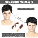 DDHAIR Mens Wig, Short Black Wigs for Men Natural Layered Synthetic Full Hair Replacement Wig for Male Daily Wear Party Cosplay Halloween Costume6inchBlack