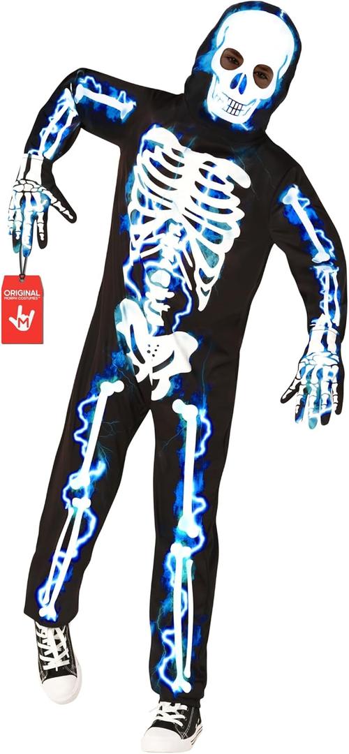 Morph Skeleton Costume Kids, Skeleton Costumes Boys, Boys Halloween Costume, Halloween Costumes For Kids (Medium, Blue)