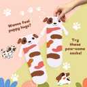 Funny Animal Dog Socks for Women Novelty Magnetic Hand Holding Socks for Girls Teen Birthday Gifts (One Size, White & Brown)
