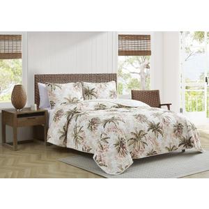 Tommy Bahama - Quilt Set, Reversible Cotton Bedding with Matching Shams, Lightweight Home Decor for All Seasons (Bonny Cove Ivory, King), Green/Orange/Beige