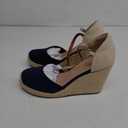 FISACE Womens Summer Espadrille Heel Platform Wedge Sandals Ankle Buckle Strap Closed Toe Shoes 9
