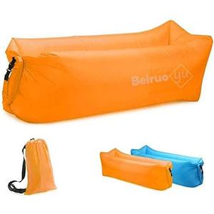 Inflatable Lounger Air Chair Sofa Bed Sleeping Bag Couch for Beach Camping Lake Garden (Orange)
