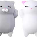 Nutty Toys Squishy Cat Set - 2" Soft Silicone Kawaii Kitties, Top Stress Relief Toy 2026 Unique Gifts for Teens Kids Women Men Adults Best Teenage Girls Teen Boy Tween Valentines Day, Easter Gift Idea (White/ Grey)