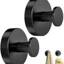 STWWO Suction Cup Hooks for Shower, Heavy Duty Towel Hooks for Bathroom Walls No Damage, Modern Shower Suction Hooks for Kitchen Wall, Glass, Mirror, Tile, Hanging Towels Robes, Black (2 Pcs) pack of 2