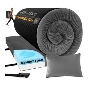 Sleeping Pad,3-inch Thick Memory Foam Camping Mattress,Portable Roll-Up Mat for Car/Tent/Floor/Cot/Travel,Comfortable Pad for Guests Sleepover