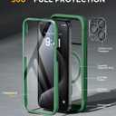 Miracase Magnetic for iPhone 15 Pro Max Case 6.7'' [Compatible with MagSafe] Full-Body Phone case with Built-in Glass Screen Protector& Camera Protector,Drop Proof 15 Pro Max Cover,Magnetic Green