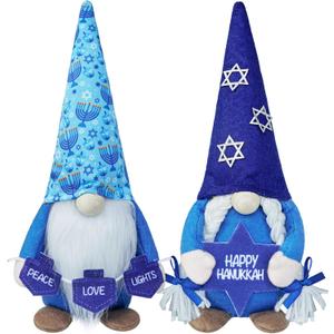 CRCZK Hanukkah Gnomes Decorations 2Pack Chanukah Gnomes Decor Hannukah Gifts Table Centerpieces Hanukkah Tiered Tray Decor Happy Hannukah Gnome Jewish Gifts Jewish Decorations