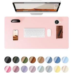 YSAGi Leather Desk Protector, Office Mat, Large Mouse Mat, Non-Slip PU Leather Blotter, Laptop Pad, Waterproof Writing Pad for Office and Home (Light Pink, 23.6" x 13.8")