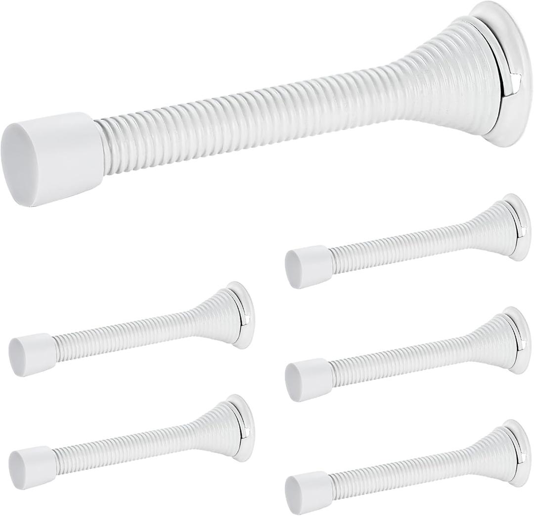 Ravinte Door Stoppers, 6 Pack White Spring Door Stops with Rubber Bumper, Door Stoppers for Bottom of Door