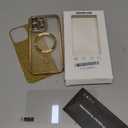 Misea Magnetic for iPhone 15 Pro Max Case Compatible with MagSafe [Military Grade Drop Protection] Full Camera Lens Protector Plating Glitter Soft Phone Case for Women Girls, Gold