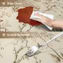Spring Boho Farmhouse Vintage Floral Botanical Polyester Rectangle Tablecloth Table Cloth Waterproof Wipeable Wrinkle Free Oblong Tablecloth for Kitchen Dining Patio, 60 x 84 Inch, Beige