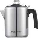Elite Gourmet EC008 Classic Stovetop Coffee Percolator, Glass Clear Brew Progress Knob, Cool-Touch Handle, Cordless Serve, 8-Cup, Stainless Steel
