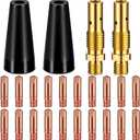 Therwen 24 Pcs Flux Core Gasless Nozzle Tips Kit KP1939-1 Flux Core Welder Contact Tips Gasless Nozzle Gas Diffusers for Welder Gun (0.035 (0.9mm) kit)