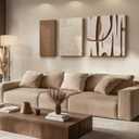 Abstract Canvas Wall Art 3 Piece Neutral Artwork for Living Room, Modern Large Minimalist Brown Beige Art Wall Decor, Wabi Sabi Wall Art Painting Prints for Bedroom Office (24" H x 52" W)