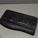 Wireless Keyboard and Mouse Combo, Wave Keys Full-Sized Ergonomic Keyboard with Cushioned Plam Rest, Phone Holder, Comfortable Natural Typing, 2.4G Cordless Set for Computer, Laptop, PC, Mac, Windows