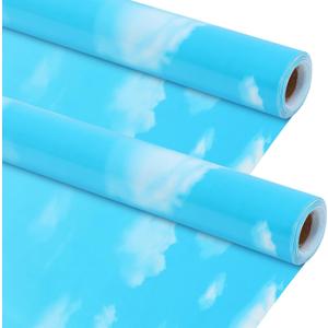 Kolldenn 2 Rolls Clouds Fabric Bulletin Board Roll 4 x 12 ft Bulletin Board Paper Background Extra Large Non Woven Waterproof Roll Fade Resistant for DIY Craft Drawing Painting Classroom Decor, Clouds Style