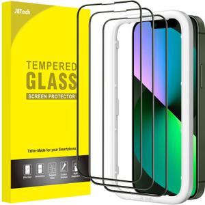 JETech Full Coverage Screen Protector for iPhone 13 mini 5.4-Inch, Black Edge Tempered Glass Film with Easy Installation Tool, Case-Friendly, HD Clear, 3-Pack