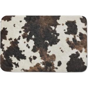 Brown and White Western Cowhide Bathroom Rugs 24"x16" Water Absorbent Soft Non-Slip Bath Mat Machine Washable Mats for Showers Laundry Rooms Indoor Doors Decor