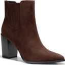 Ricristy Womens Booties Pointed Toe Stacked Heel Fashion Chelsea Ankle Boots (6.5, Chocolate Suede)