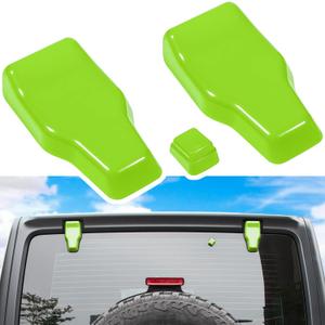 Rear Tail Door Window Hinge & Rain Wiper Nozzle Cover Trim for 2018-2024 Jeep Wrangler JL JLU Sports Sahara Freedom Rubicon Unlimited 2-Door & 4-Door Exterior Accessories Decoration (Green 3PCS)