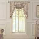 Loom and Mill Luxury Waterfall Valances for Windows, Elegant Jacquard Thick Swag Curtains Valance with Tassels for Living Room, Bedroom Party Banquet Decorations (Light Coffee, W39 Inch, 1 Panel)