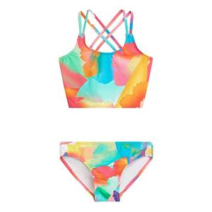 Kanu Surf Girls Waverly UPF 50+ Beach Sport Criss-Cross Tankini Two Piece Swimsuit, Isabel Multi, 16 US