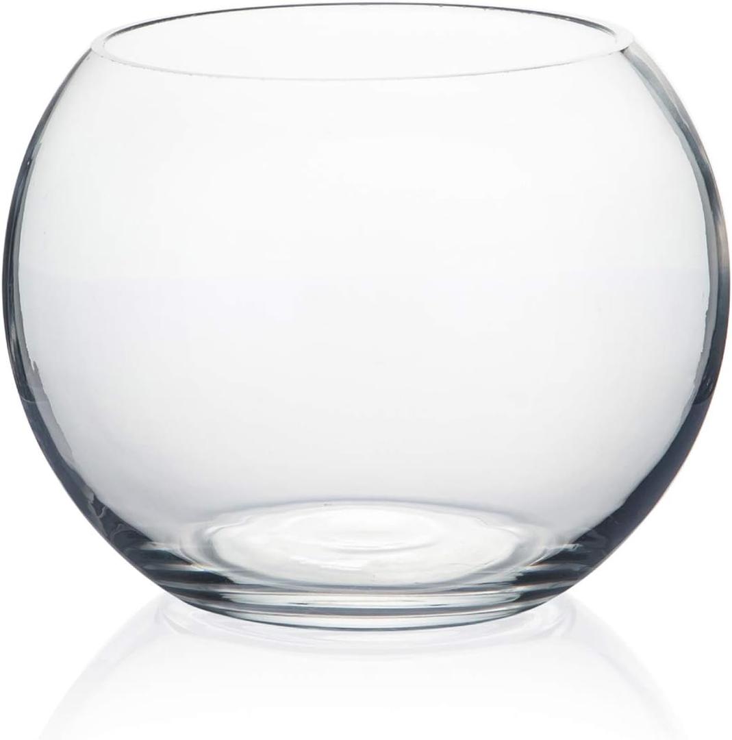 WGV Bowl Glass Vase, Diameter 6", Height 4.5", Open Width 4", (Multiple Sizes Choices) Clear Bubble Planter Terrarium Fish Bowl for Wedding Event Home Decor, 1 Piece (VBW0006A)