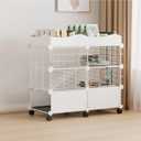 STILLCOVE Small Guinea Pig Cages Indoor, C&C Chinchilla Rat Cage Rabbit House on Wheels with Tray