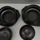 3 Pcs Korean Stone Pot Clay Cooking Pot Set Ceramic Sizzling Hot Bowl Korean Bibimbap Soup Dolsot Bowl with Lids for Ttukbaegi and Koreans Stew (38 oz)