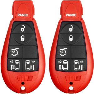 2 New Red Keyless Entry 6 Buttons Remote Start Car Key Fob Fobik Shell / CASE M3N5WY783X, IYZC01C for Town Country Volkswagen Routan Dodge Grand Caravan - (No Electronics or Chip Inside)