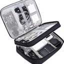 SELLYFELLY Electronic Bag Travel Cable Accessories Bag Waterproof Double Layer Electronics Organizer Portable Storage Case for Cable, Cord, Charger, Phone, Adapter, Power Bank, Kindle, Hard Drives (Black)