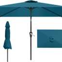 6.5x10FT Patio Umbrella, Outdoor Umbrella with Push Button Tilt and Crank, 8 Sturdy Ribs, UV Protection & Waterproof Market Umbrella for Pool, Backyard, Beach,Deck (Lake Blue)