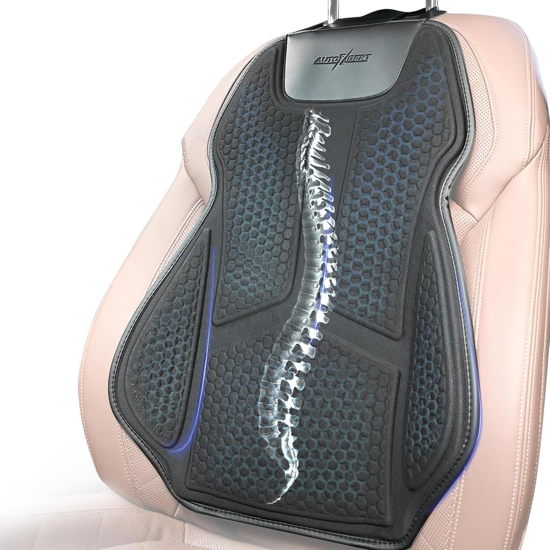 Lumbar Support Pillow for Car Improve Lower Back Pain Relief & Sitting Posture Back Support,Gel Lumbar Seat Cushion for Car,Gel Car Seat Back Support Ergonomic Lumbar Comfort for Long Sitting,Black, 34.65*16.34''