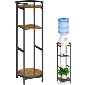 5 Gallon Water Dispenser Jug Stand 3-Tier Drink Beverage Dispenser Holder with Storage Shelf, 36.5'' Tall Water Stand for 1-5 Gallon Water Bottles/Crocks, Water Jug, Plants, Rustic Brown & Black