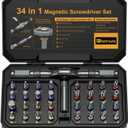 34 in 1 Magnetic Screwdriver Set, DIY Ratchet Screwdriver Set, Multi Bit Magnetic Drive Sets with Ratcheting Handle, Handy Repair Tool Kit for Electronics, Bike, Furniture, DIY, Computer