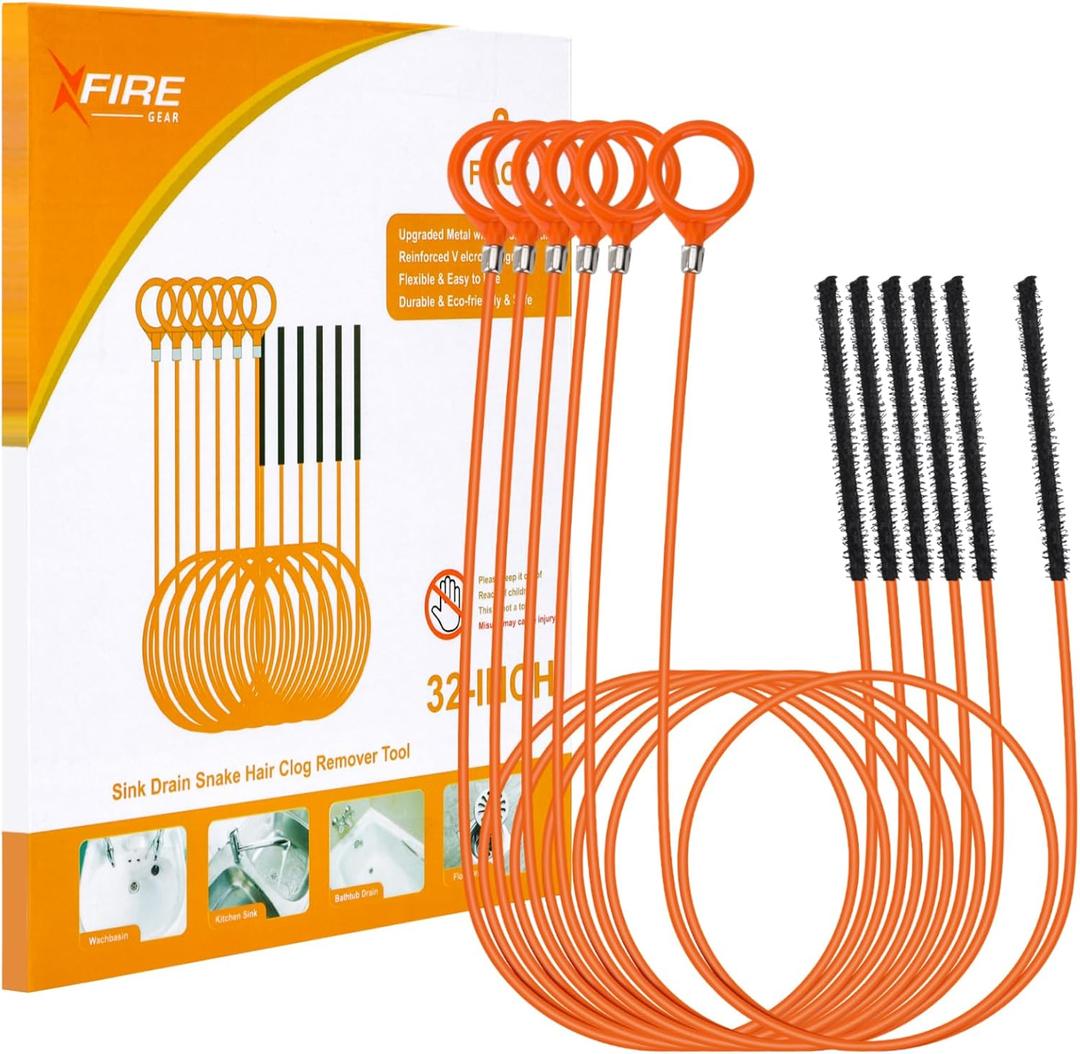 32 Inch Anti-break Metal Drain Snake, Hair Clog Remover, Drain Cleaner Tool with Nylon Coating Sink Snake, Drain Clog Remover for Shower, Bathroom Sink Tub (6 Pack)