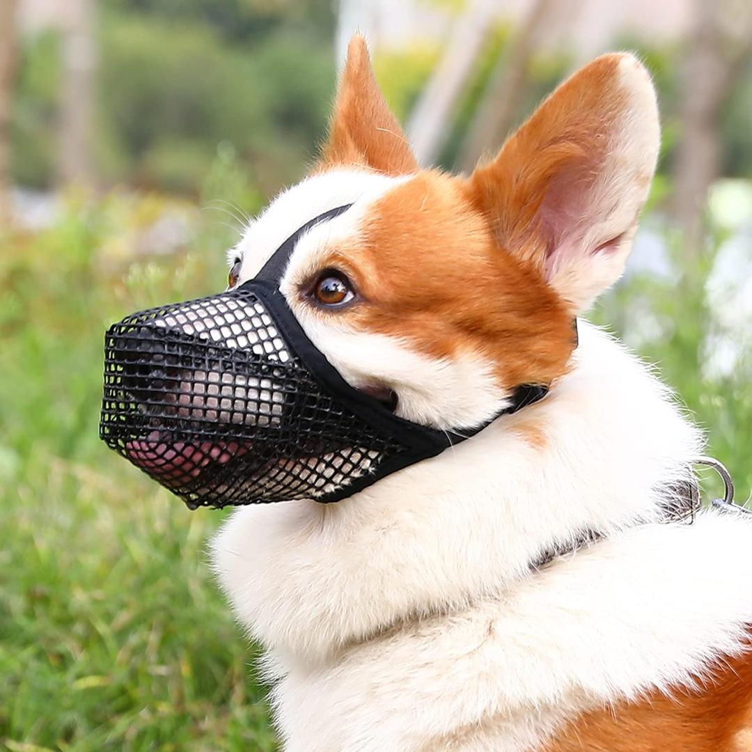 Crazy Felix Dog Muzzle, Soft Mesh Muzzle for Small Medium Large Dogs Labrador German Shepherd, Breathable Adjustable Mouth Guard for Biting Chewing Scavenging, Allows Panting and Drinking(Black,XS) (XS-(Snout Cir: 6.0-7.25))
