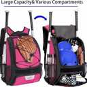 DAFISKY Baseball Bag Softball Backpack - Youth Adult T Ball Bat Equipment Bag with Bat and Helmet Holders, Shoe Compartment and Hook, Pink