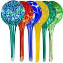 Self Watering Globes for Plant Large 6pcs Colorful Glass Plant Watering Device for Indoor Pots, Self Watering Bulbs for Vacation Plant Care, Drip Irrigation System for Garden, Patio & Hanging Plants