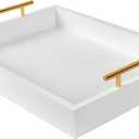 16"x12" Serving Trays with Handles, White Decorative Serving Tray, Ottoman Trays, Living Room, Bathroom, and Outdoors Decorative Trays (White)