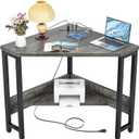 Armocity Corner Desk Small Desk with Outlets Corner Table for Small Space, Computer Desk with USB Ports Triangle Desk with Storage for Home Office, Workstation, Living Room, Bedroom, Oak