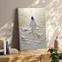 Abstract Jesus Walking on Water Canvas Wall Art Christian Spiritual Wall Decor Pictures Divine Light Modern Religious Posters Prints for Living Room Bedroom Church Decoration 24x36in