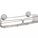 Long Shower Storage Basket with Adhesive or Suction Wall Mounting, Rustproof, Stainless Steel